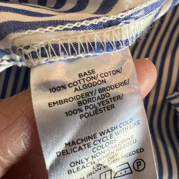 Loft Button Down Shirt Blue/white stripes with puppy embroidery medium - Picture 6 of 6